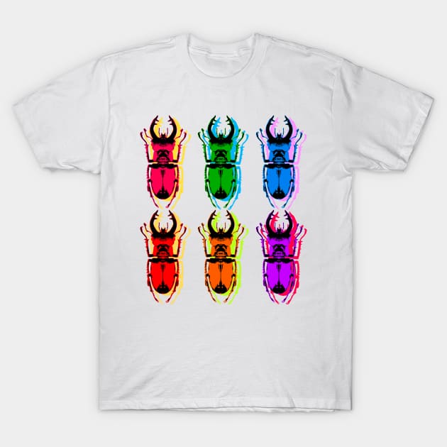 stag beetle colorful popart T-Shirt by denpoolswag